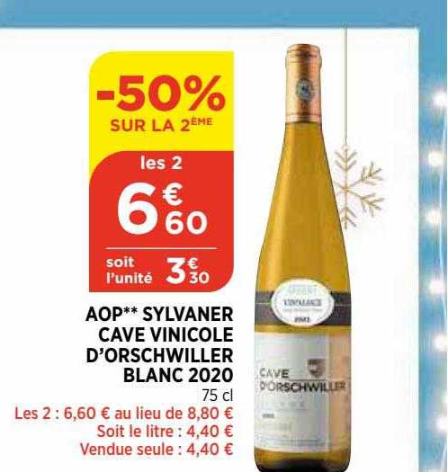 aop sylvaner cave vinicole d'orschwiller blanc 2020