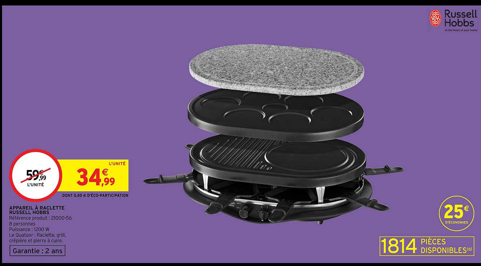 appareil à raclette russell hobbs