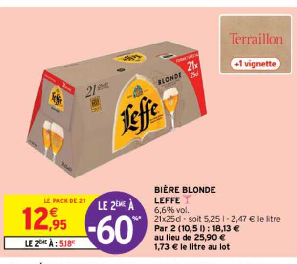 Bière Blonde Leffe Le 2ème à -60%