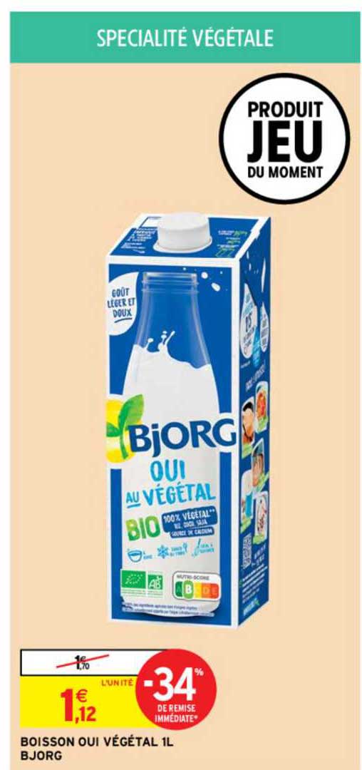 boisson oui végétal 1l bjorg -34% remise immédiate