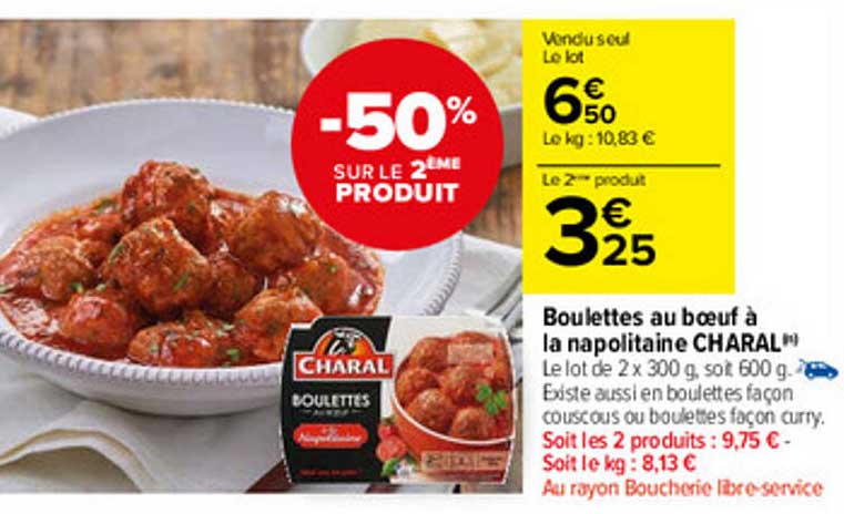 Boulettes Au Boeuf à La Napolitaine Charal