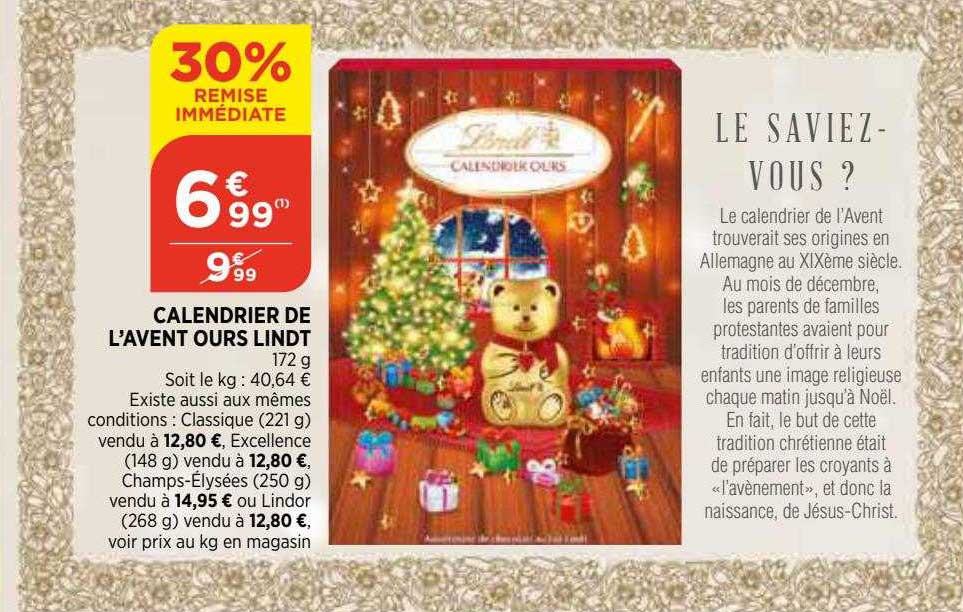 Calendrier De L'avent Ours Lindt