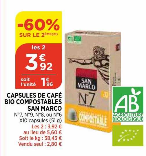 capsules de café bio compostables san marco