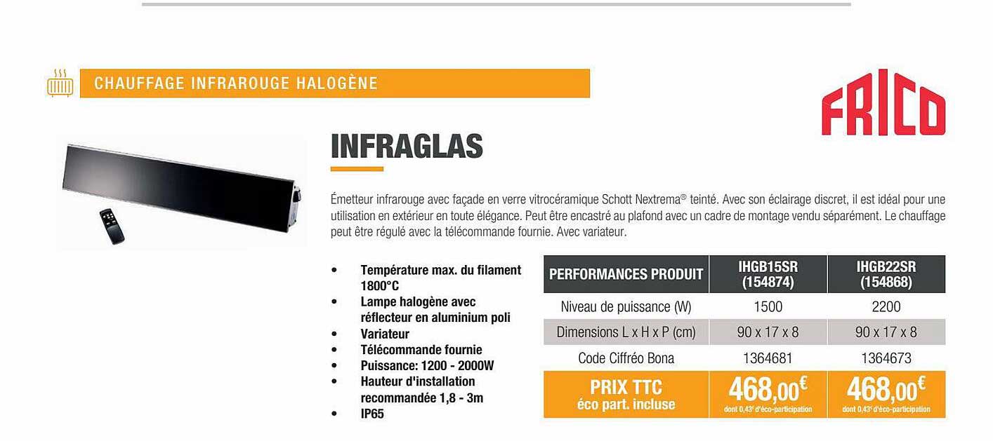 chauffage infrarouge halogène infraglas