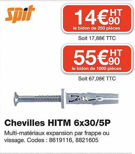 chevilles hitm 6x30-5p spit