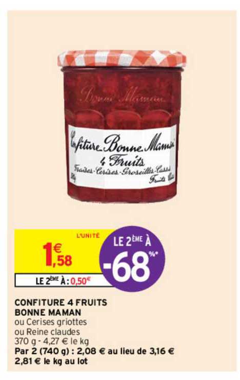 confiture 4 fruits bonne maman le 2ème à -68%