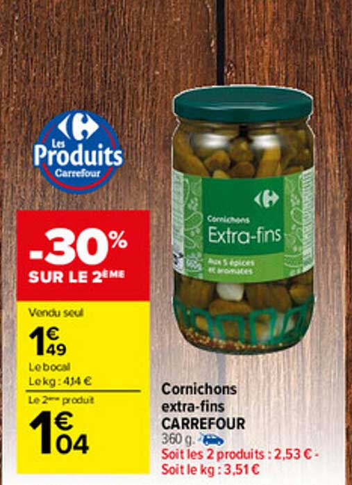 cornichons extra-fins carrefour