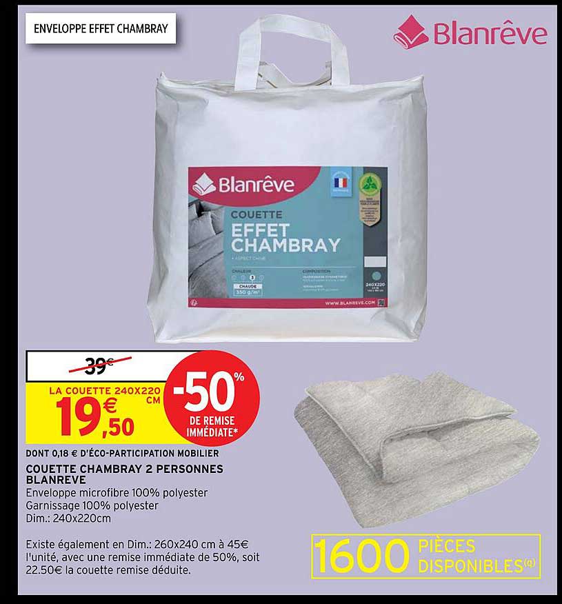 couette chambray 2 personnes blanrêve