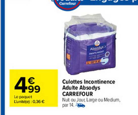 Culottes Incontinence Adulte Absodys Carrefour