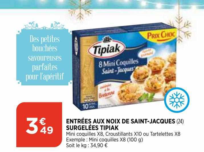 entrées aux noix de saint-jacques surgelées tipiak