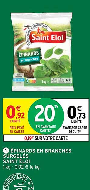 épinards en branches surgelés saint éloi