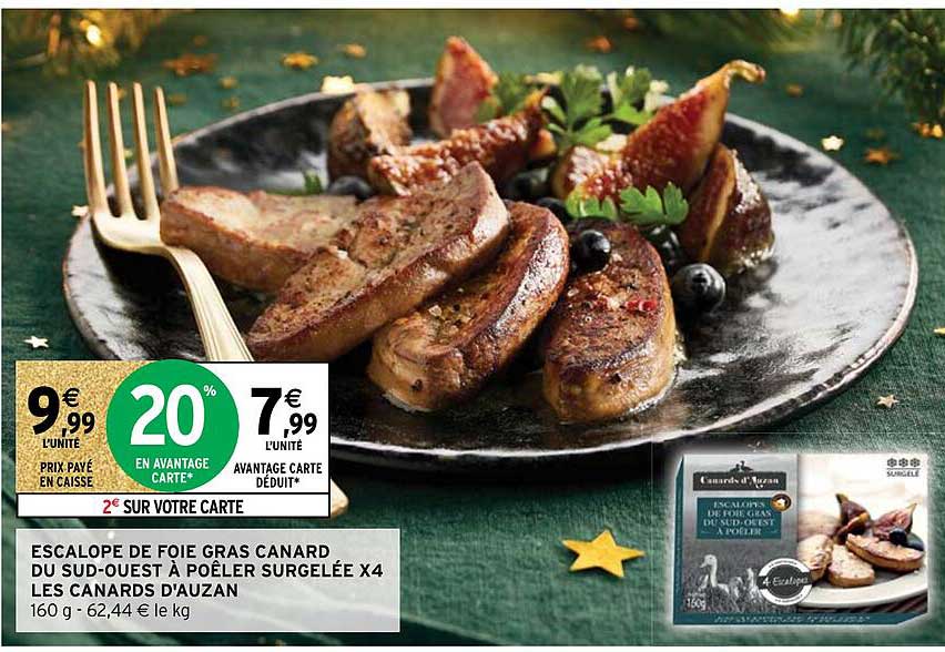 escalope de foie gras canard du sud-ouest à poêler surgelée x4 les canards d'auzan