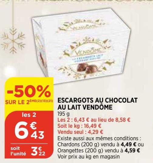 escargots au chocolat au lait vendôme