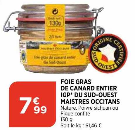 foie gras de canard entier igp du sud-ouest maistres occitans