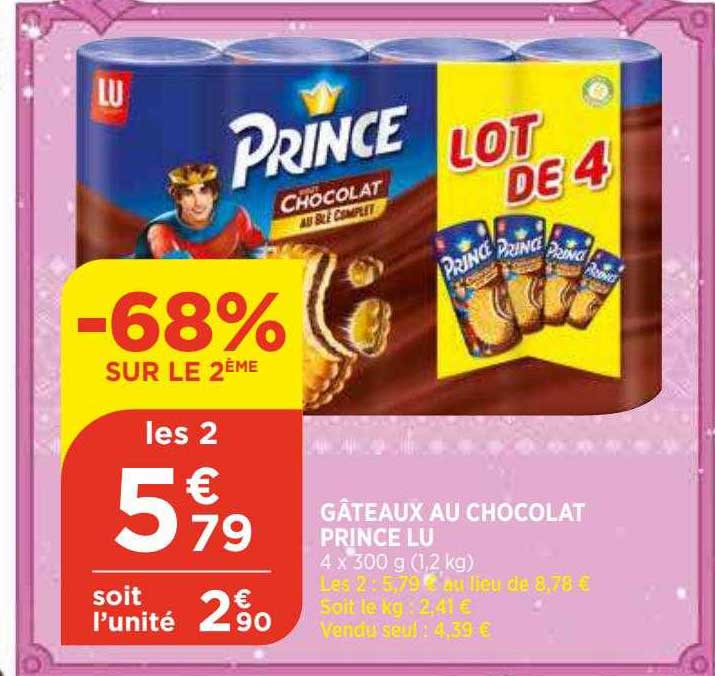 Gâteaux Au Chocolat Prince Lu -68% Sur Le 2ème