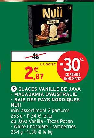 glaces vanille de java - macadamia d'australie - baie des peys nordiques nuii