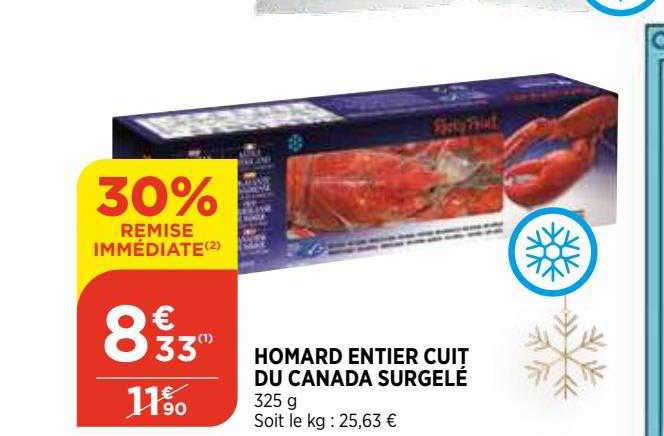homard entier cuit du canada surgelé