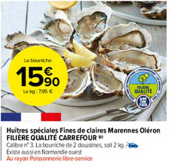 huîtres spéciales fines de claires marennes oléron filière qualité carrefour