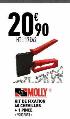 kit de fixation 40 chevilles + 1 pince molly