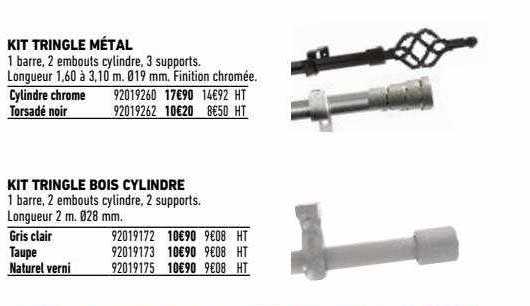 kit tringle métal kit tringle bois cylindre