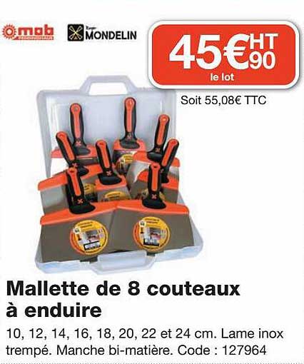 mallette de 8 couteaux à enduire