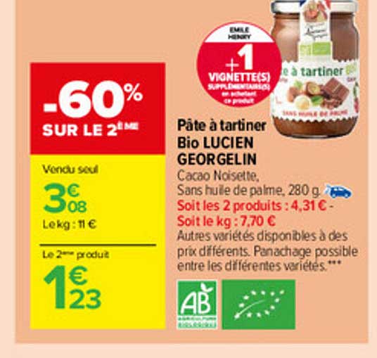 pâte à tartiner bio lucien georgelin