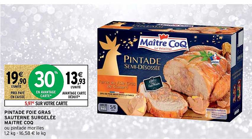 pintade foie gras sauterne surgelée maitre coq