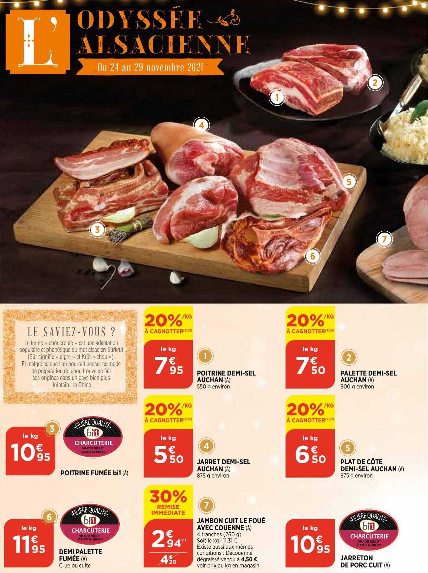 poitrine demi-sel auchan, palette demi-sel aucha,, poitrine fumée bi1, jarret demi-sel auchan, plat de côte demi-sel aucha, demi palette fumée, jambon cuit le foué avec couenne, jarreton de porc cuit