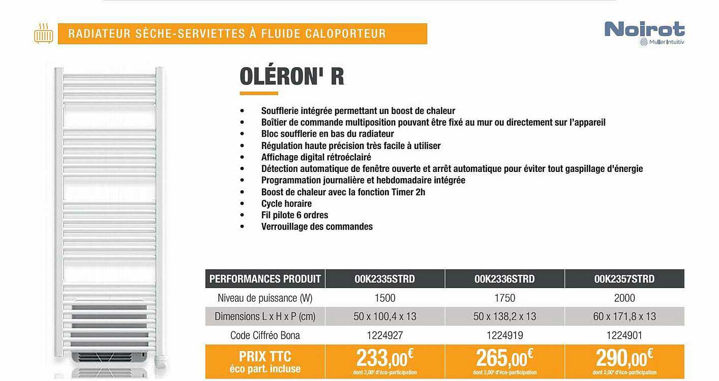 Radiateur Sèche-serviettes à Fluide Caloporteur Oléron' R Noirot