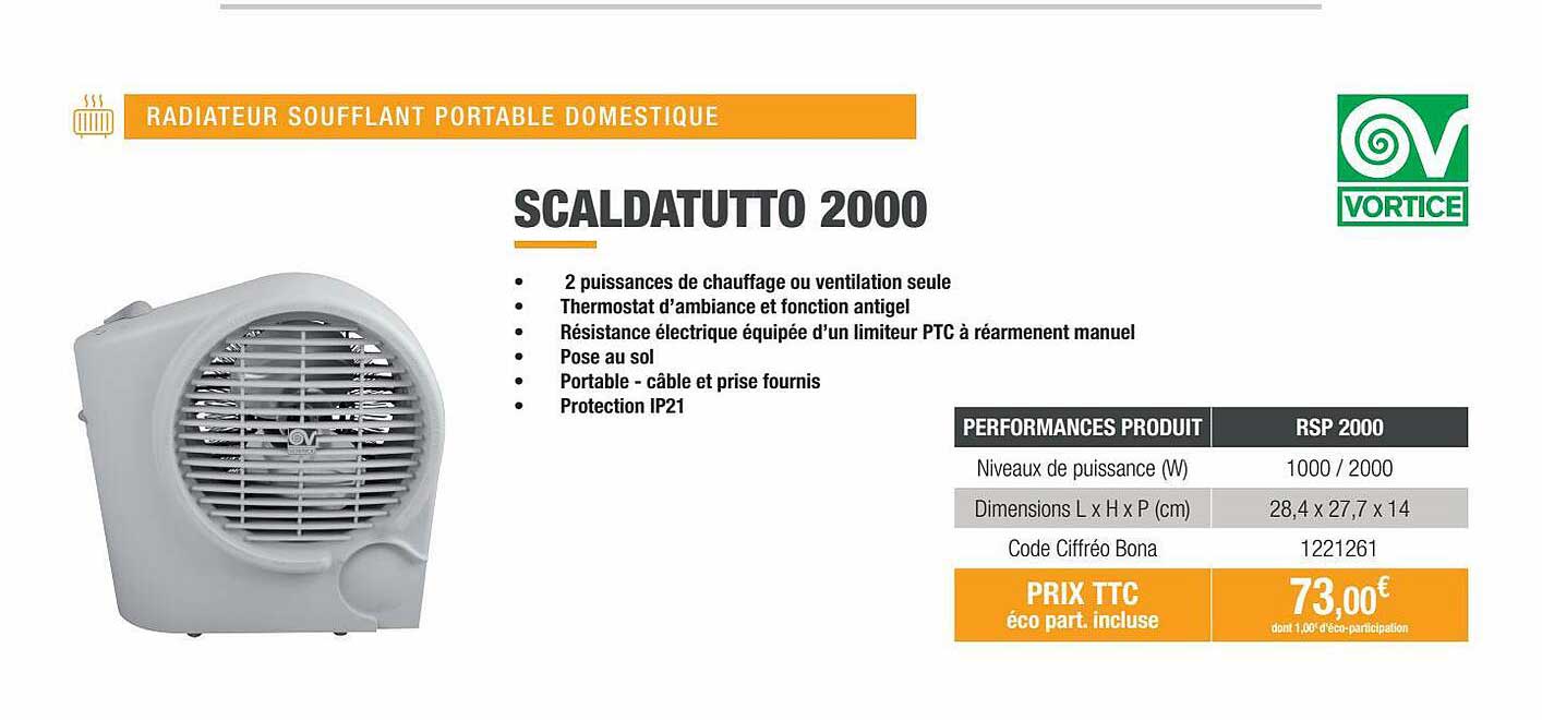 radiateur soufflant portable domestique scaldatutto 2000