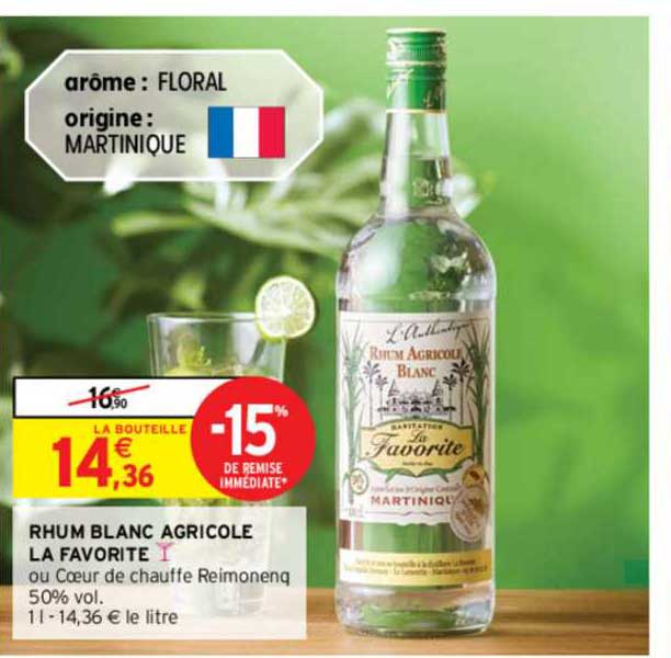 Rhum Blanc Agricole La Favorite -15% Remise Immédiate