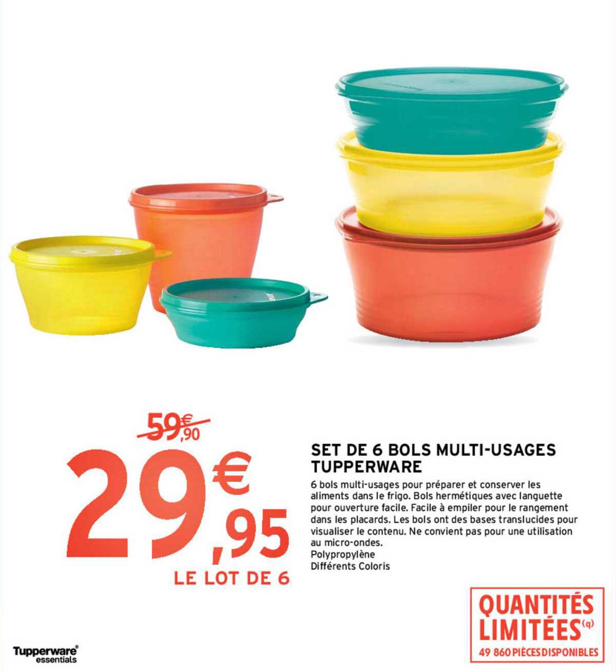 set de 6 bols multi-usages tupperware