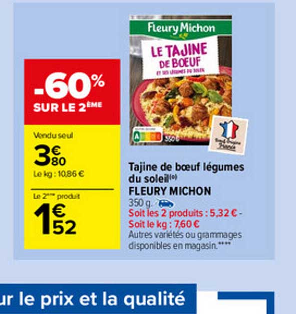 tajine de bœuf légumes du soleil fleury michon