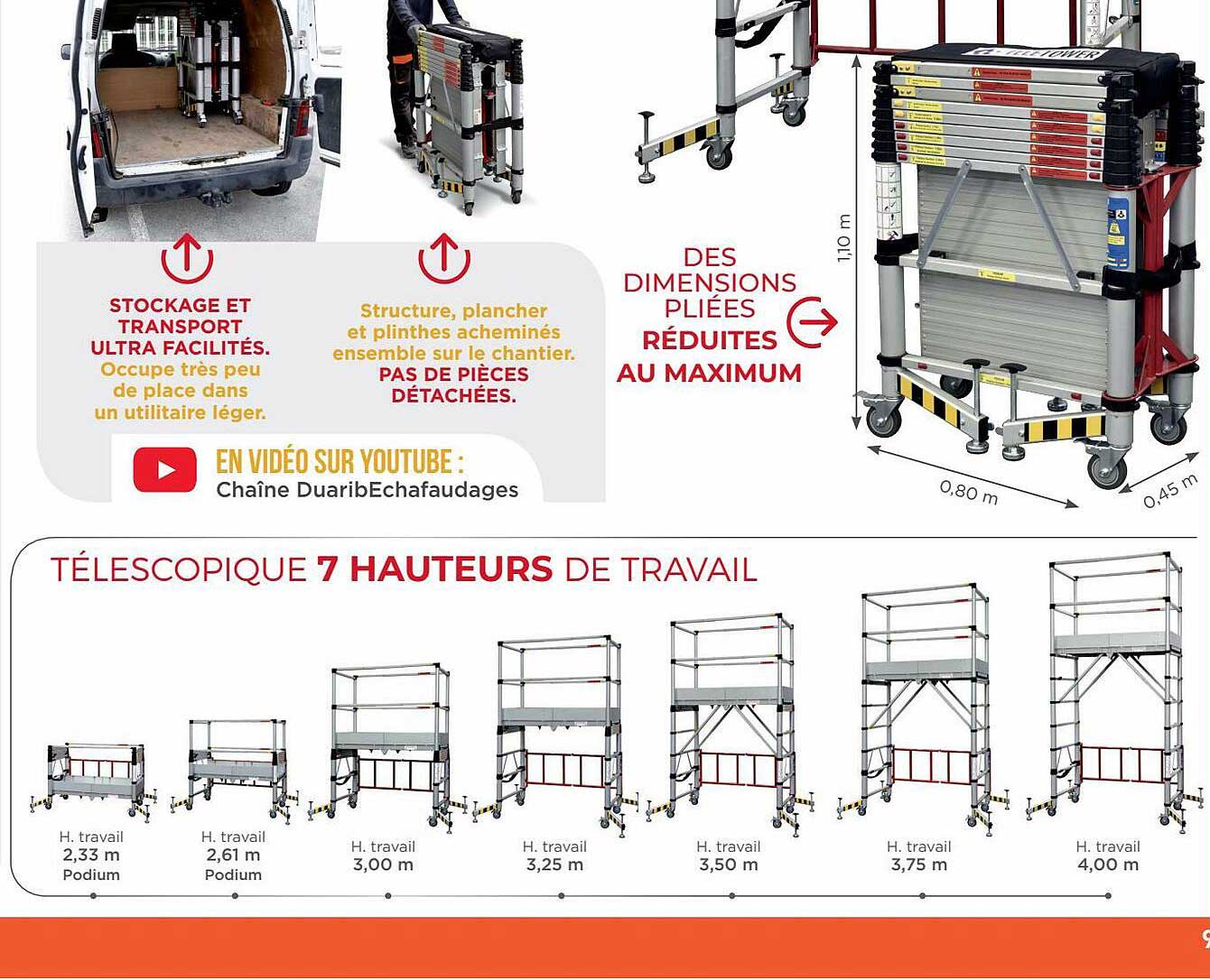 télescopique 7 hauteurs de travail
