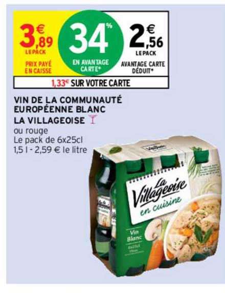 vin de la communauté eurpéenne blanc la villageoise