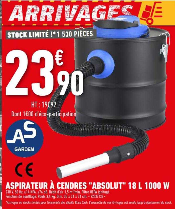 aspirateur à cendres "absolut" 18l 1000 w
