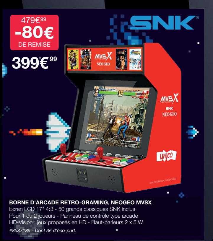 borne d'arcade retro-gaming, neogeo mvsx