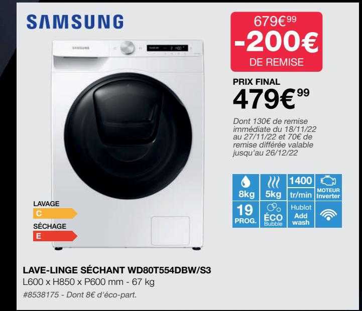 lave-linge séchant samsung