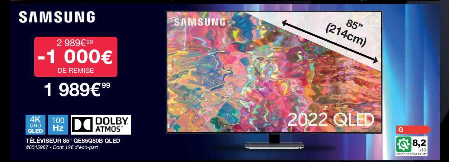 Téléviseur 85" Qe85q80b Qled Samsung