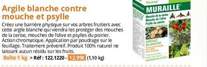 argile blanche contre mouche et psylle muraille