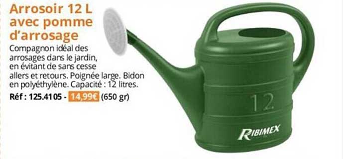 arrosoir 12l avec pomme d'arrosage ribimex