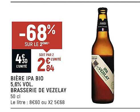 bière ipa bio 5,6% vol. brasserie de vezelay