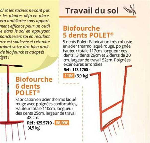 biofourche 6 dents polet, biofourche 5 dents polet