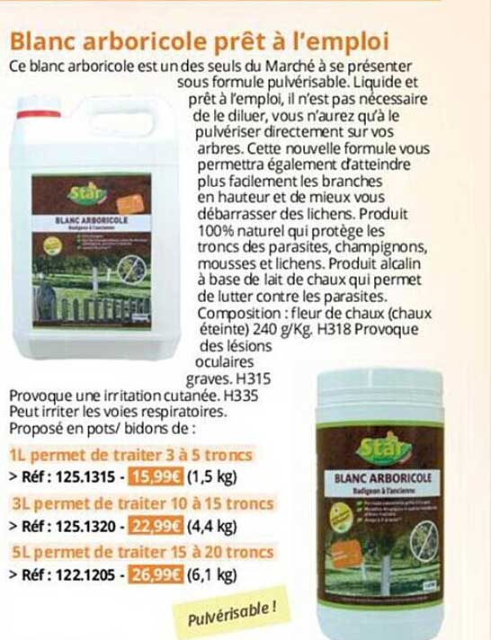 blanc arboricole prêt à l'emploi star