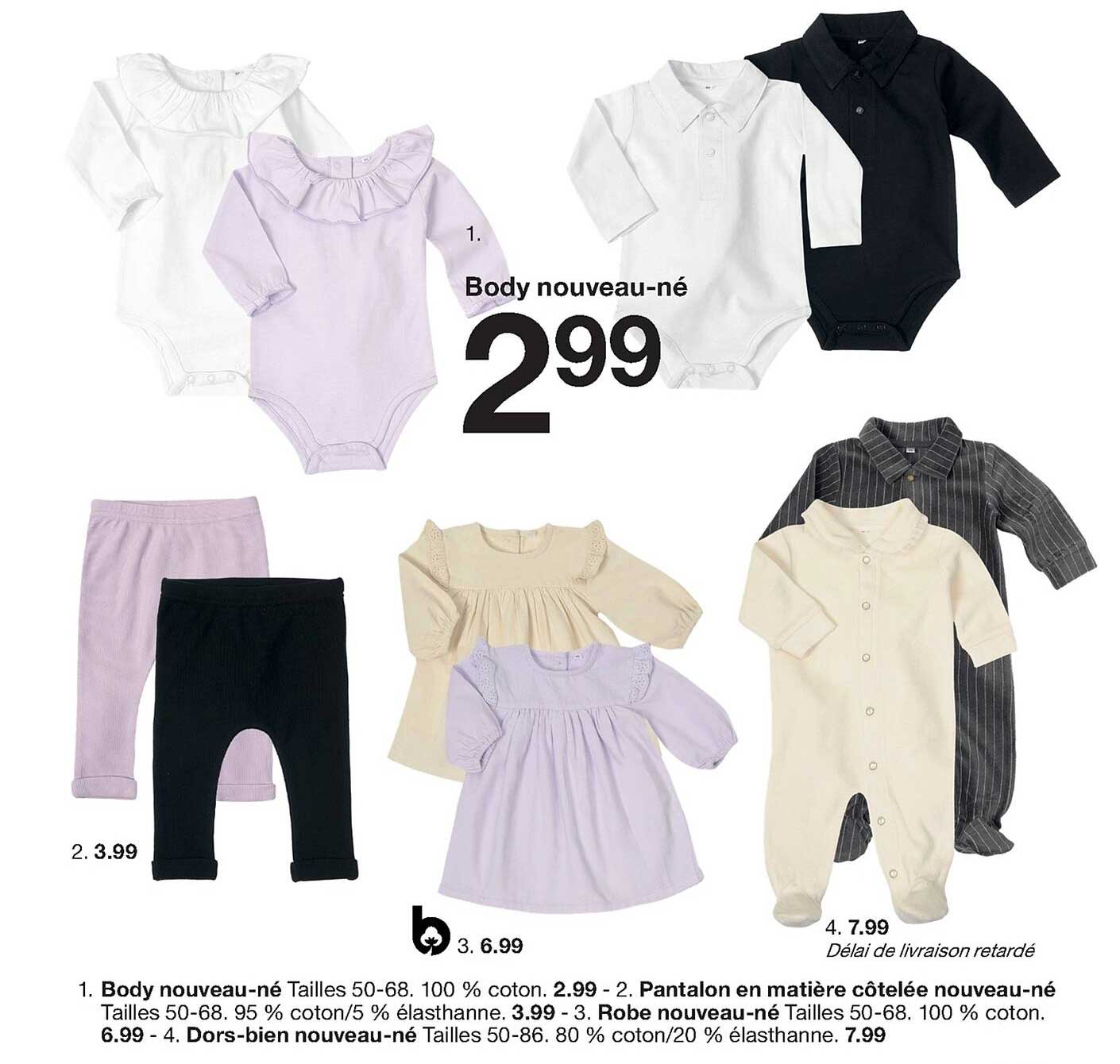 body nouveau-né, pantalon en matière côtelée nouveau-né, robe nouveau-né, dors-bien nouveau-né