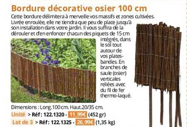bordure décorative osier 100 cm