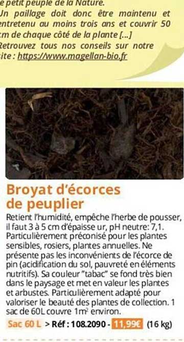 broyat d'écorces de peumplier