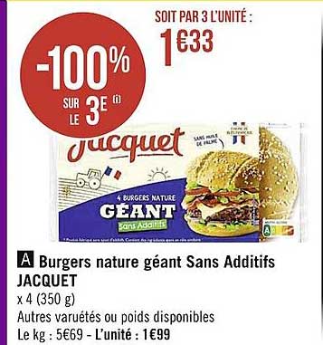 Burgers Nature Géant Sans Additifs Jacquet