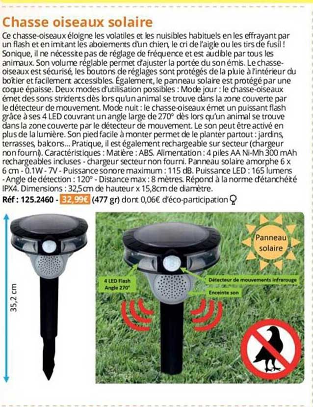 chasse oiseaux solaire