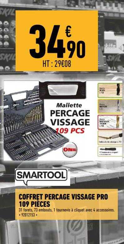 Coffret Percage Vissage Pro 109 Pièces Smartool